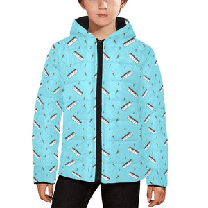 Piano Pattern Print Design 01 Kids' Boys' Girls' Padded Hooded Jacket