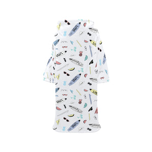 Surfboard Pattern Print Design 01 Blanket Robe with Sleeves