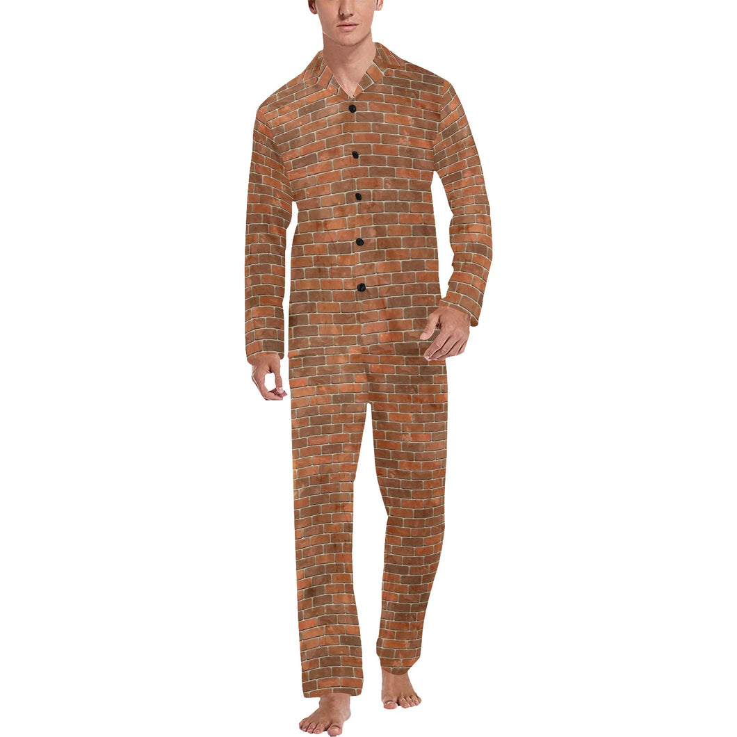 Brick Printed Pattern Print Design 04 Men's Long Pajama Set