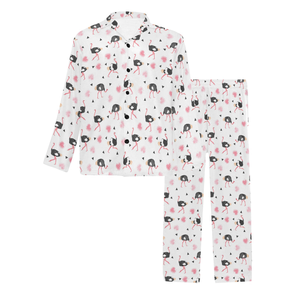 Ostrich Pattern Print Design 03 Men's Long Pajama Set