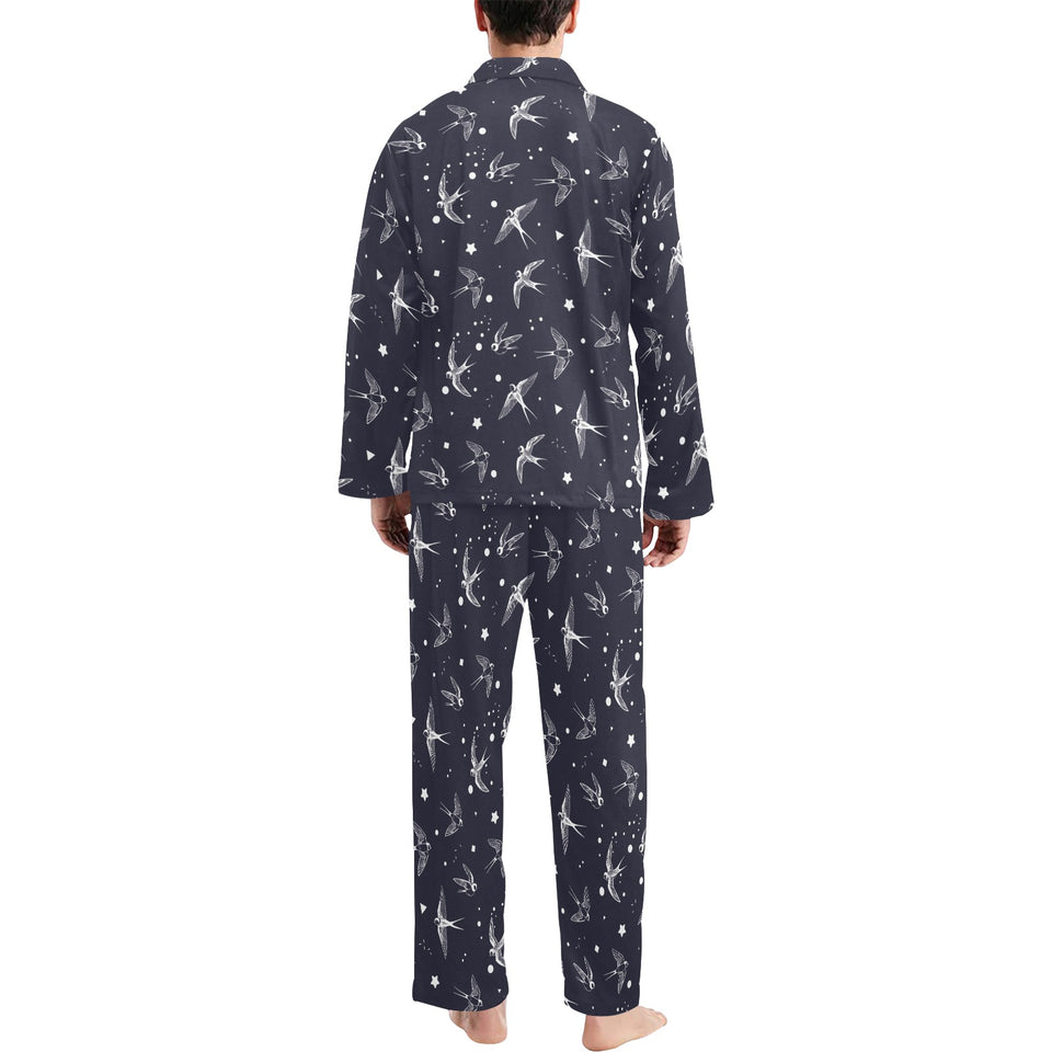 Swallow Pattern Print Design 02 Men's Long Pajama Set