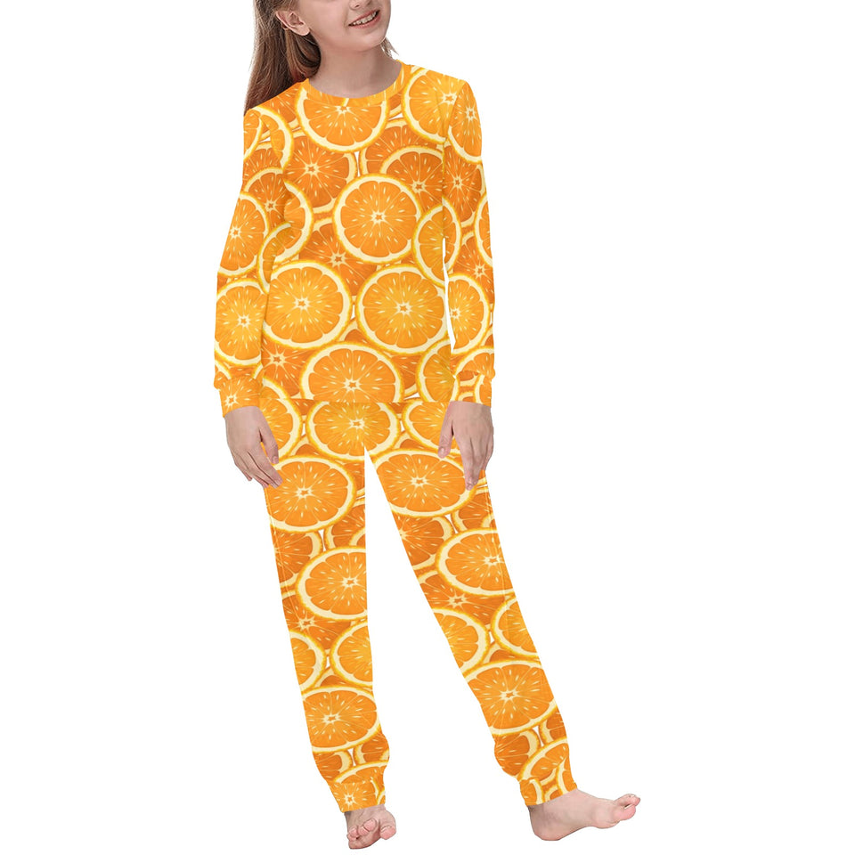 Sliced Orange Pattern Kids' Boys' Girls' All Over Print Pajama Set