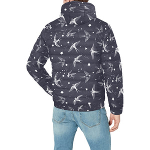 Swallow Pattern Print Design 02 Men's Padded Hooded Jacket(ModelH42)