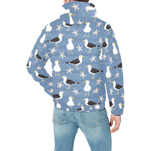 Seagull Pattern Print Design 01 Men's Padded Hooded Jacket(ModelH42)