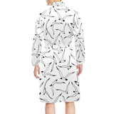 Seagull Pattern Print Design 04 Men's Long Sleeve Belted Night Robe