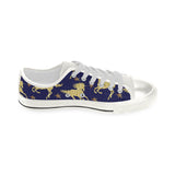 Unicorn Gold Pattern Women's Low Top Canvas Shoes White