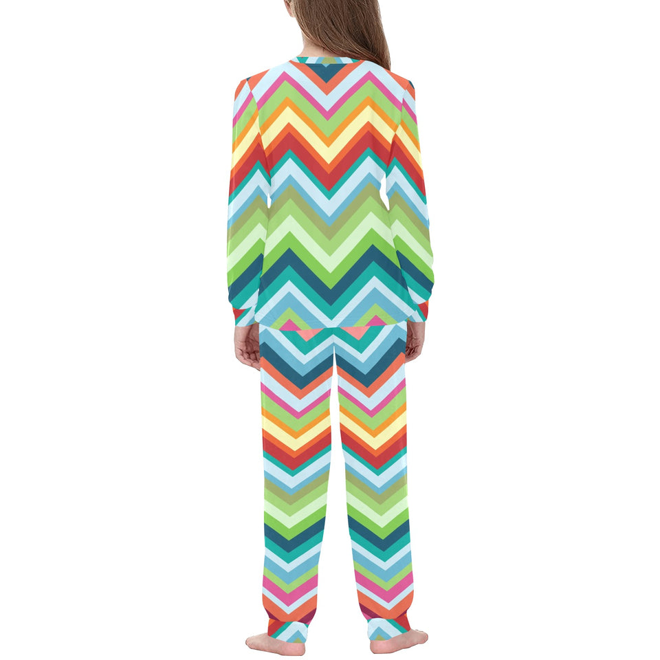 Rainbow Zigzag Chavron Pattern Kids' Boys' Girls' All Over Print Pajama Set