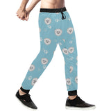 Pomeranian Pattern Blue Background Unisex Casual Sweatpants