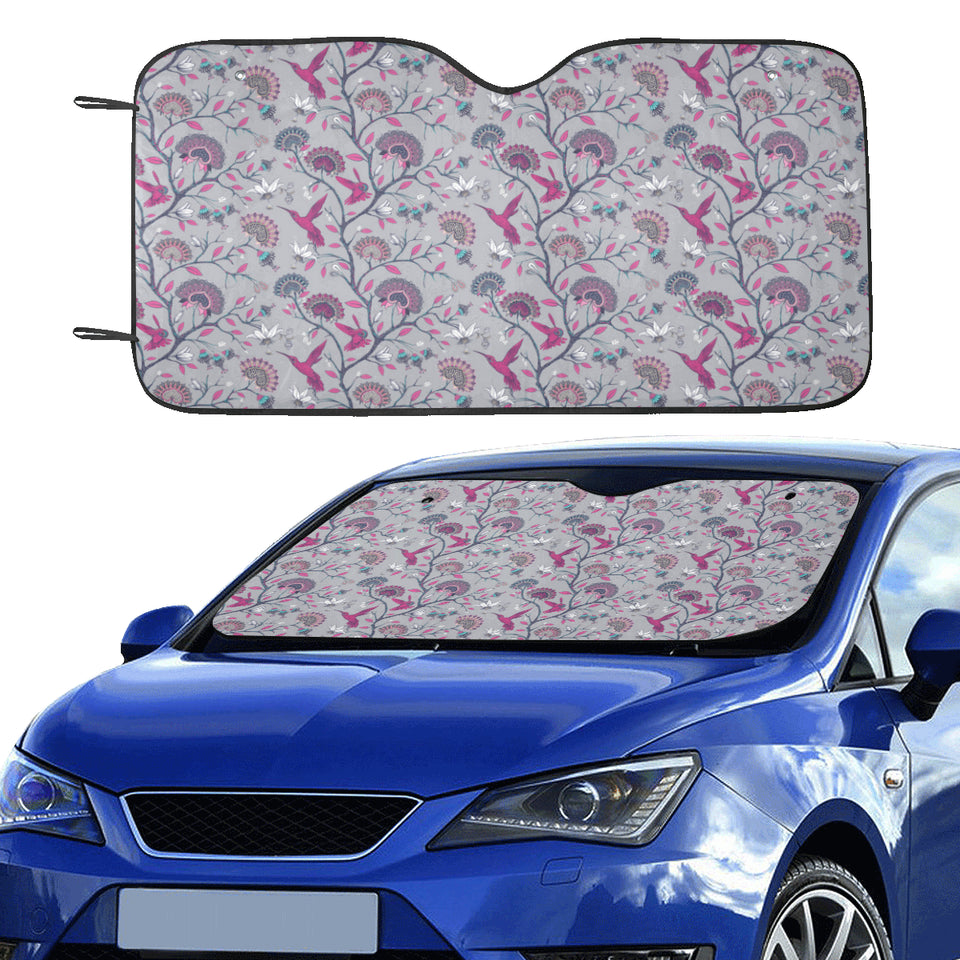 Hummingbird Pattern Print Design 04 Car Sun Shade