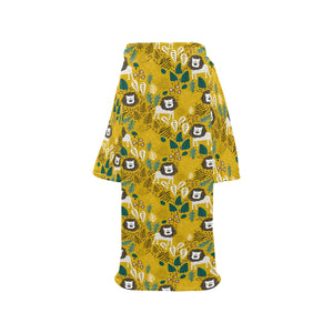 Lion Pattern Print Design 01 Blanket Robe with Sleeves