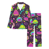 Halloween Pumpkin Bat Pattern Women's Long Pajama Set