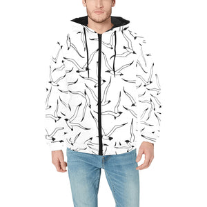 Seagull Pattern Print Design 04 Men's Padded Hooded Jacket(ModelH42)