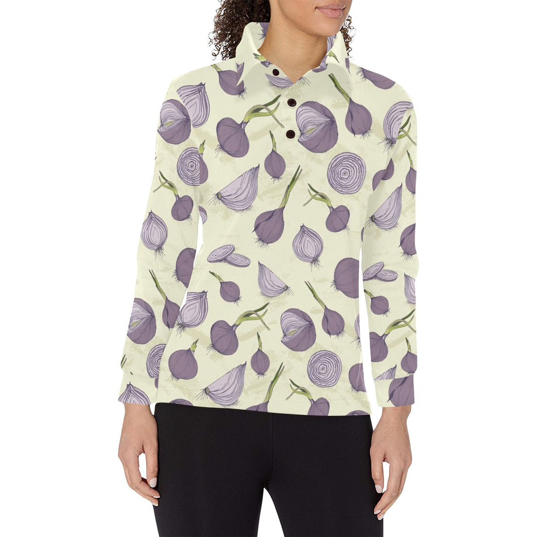 Onion Pattern Set Women's Long Sleeve Polo Shirt