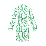 Green Peas Pattern Print Design 01 Women's Long Sleeve Belted Night Robe