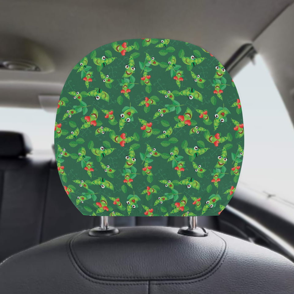 Green Peas Pattern Print Design 05 Car Headrest Cover