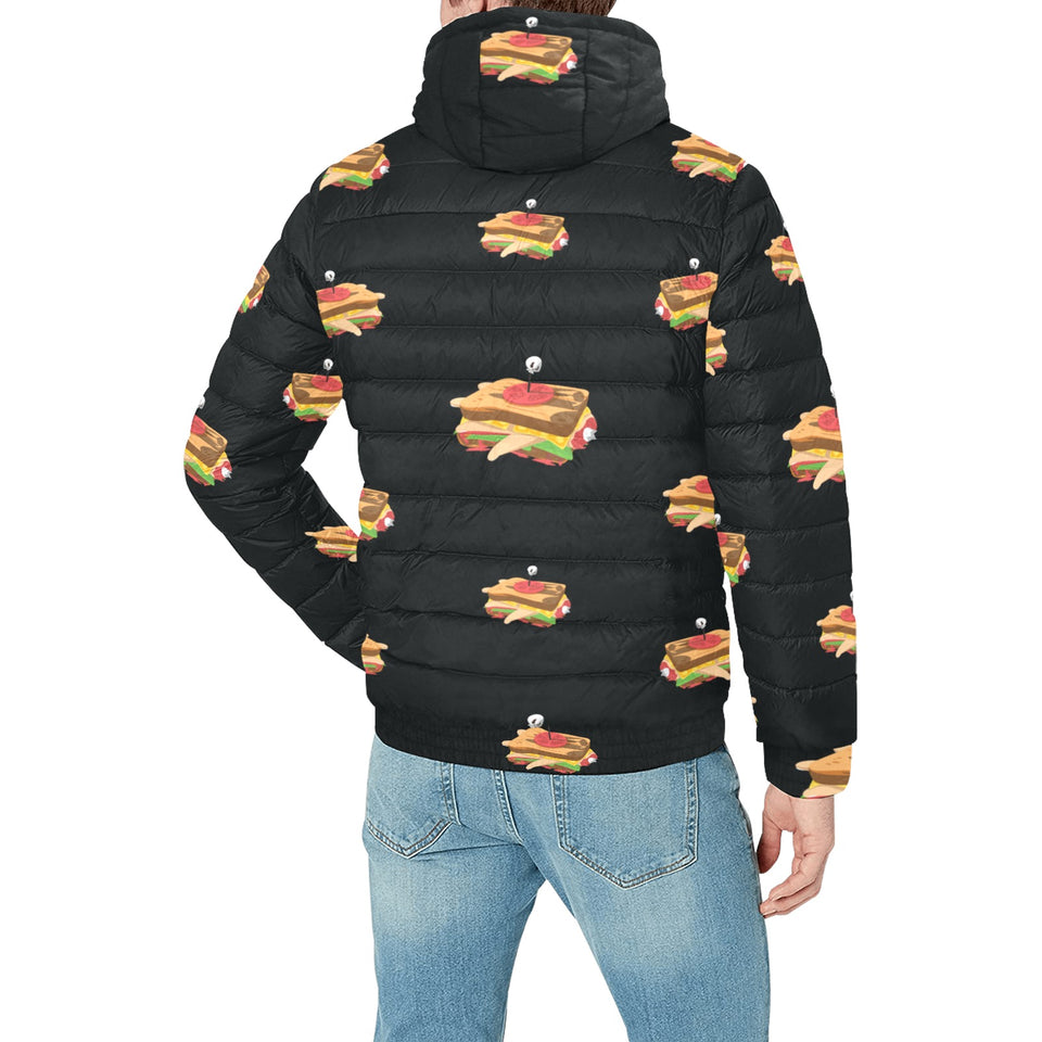 Sandwich Pattern Print Design 03 Men's Padded Hooded Jacket(ModelH42)