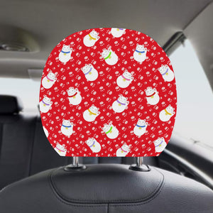 Meneki Neko Lucky Cat Pattern Red Background Car Headrest Cover