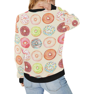 Donut Pattern Women's Crew Neck Sweatshirt