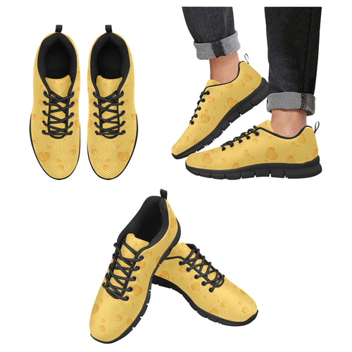 Cheese Heart Texture Pattern Men's Sneakers Black