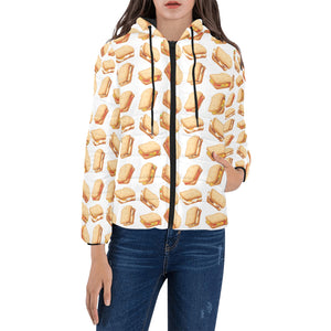 Sandwich Pattern Print Design 01 Women's Padded Hooded Jacket