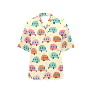 Camper Van Pattern Print Design 04 Women's All Over Print Hawaiian Shirt