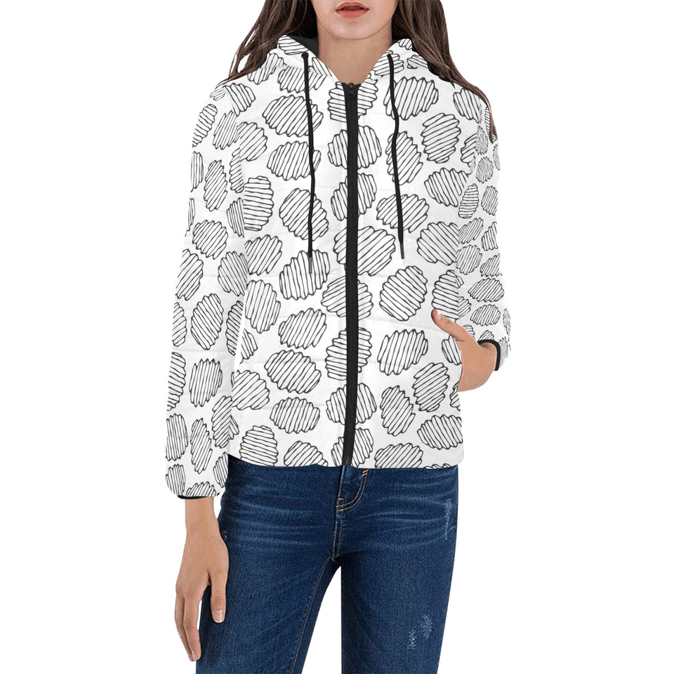 Potato Chips Pattern Print Design 03 Women's Padded Hooded Jacket