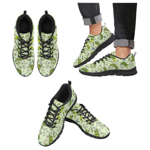 Cute Chameleon Lizard Pattern Men's Sneakers Black