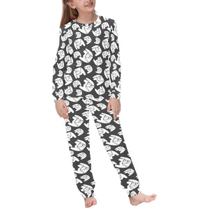 English Bulldog Pattern Print Design 02 Kids' Boys' Girls' All Over Print Pajama Set