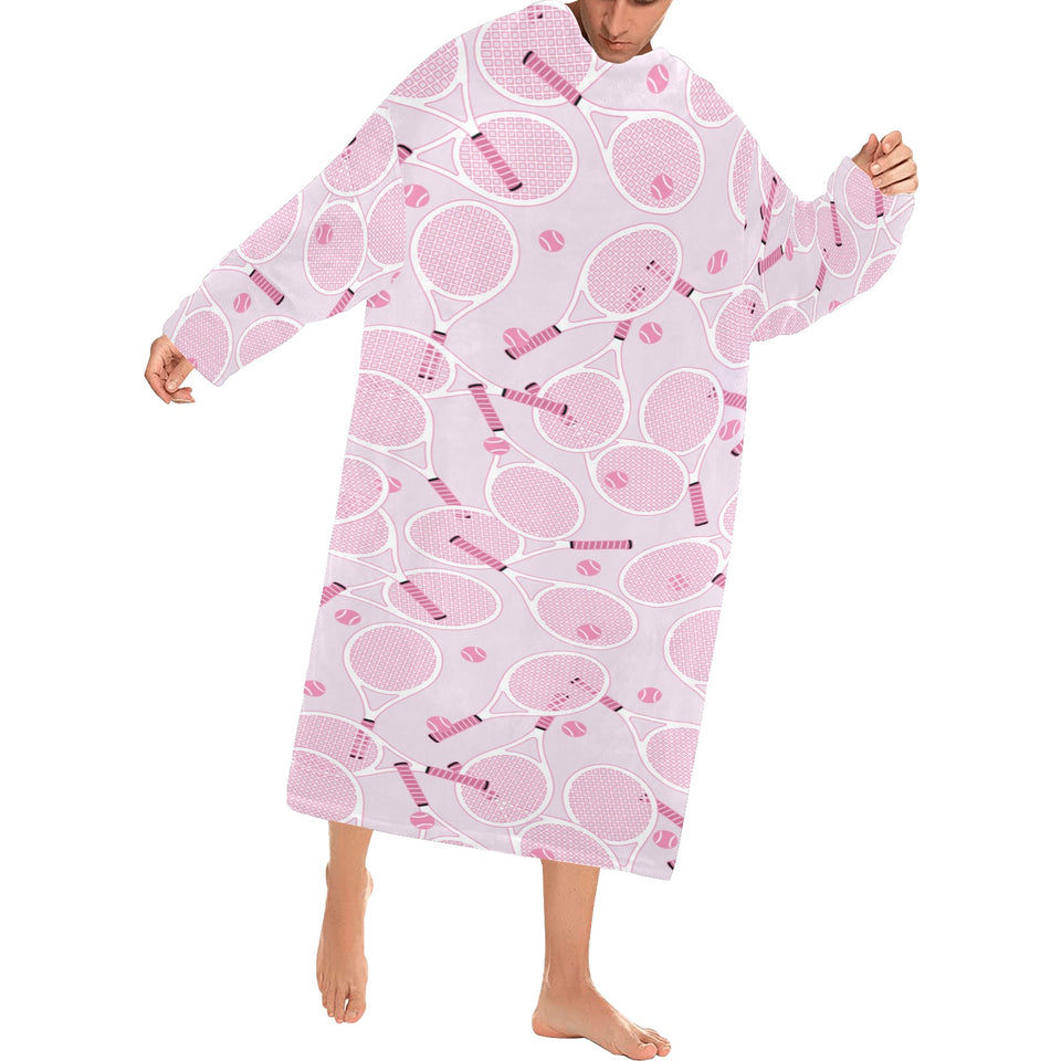 Tennis Pattern Print Design 02 Blanket Robe with Sleeves