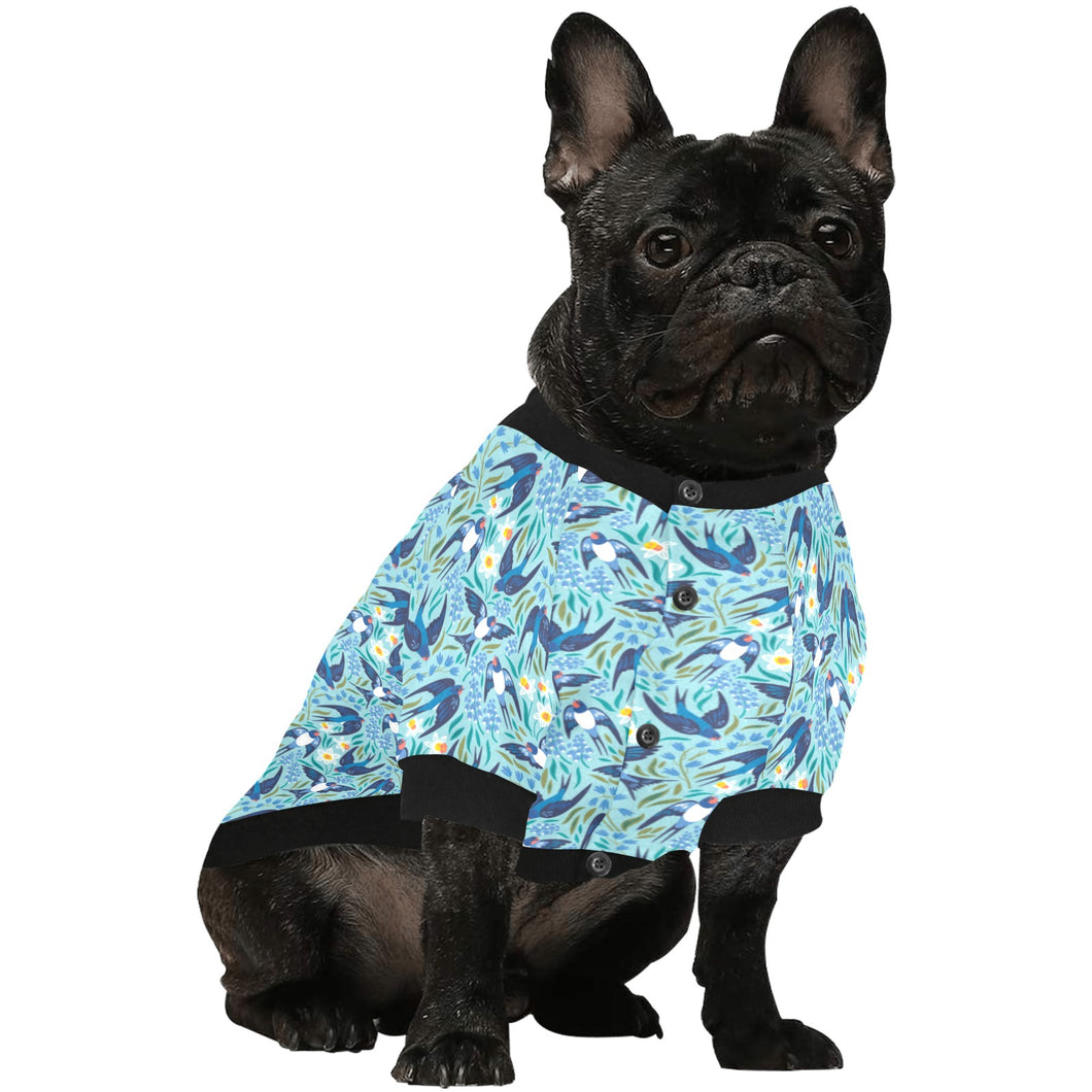 Swallow Pattern Print Design 05 All Over Print Pet Dog Round Neck Fuzzy Shirt