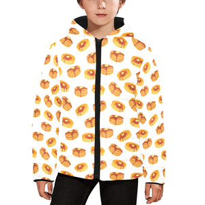 Pancake Pattern Print Design 04 Kids' Boys' Girls' Padded Hooded Jacket