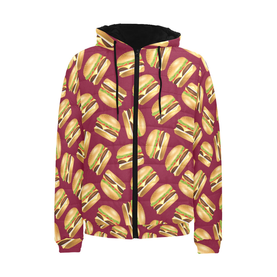 Hamburger Pattern Print Design 01 Men's Padded Hooded Jacket(ModelH42)