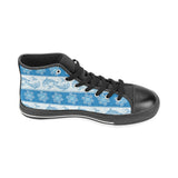 Dolphin Tribal Pattern Men's High Top Canvas Shoes Black