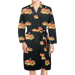 Sandwich Pattern Print Design 03 Men's Long Sleeve Belted Night Robe