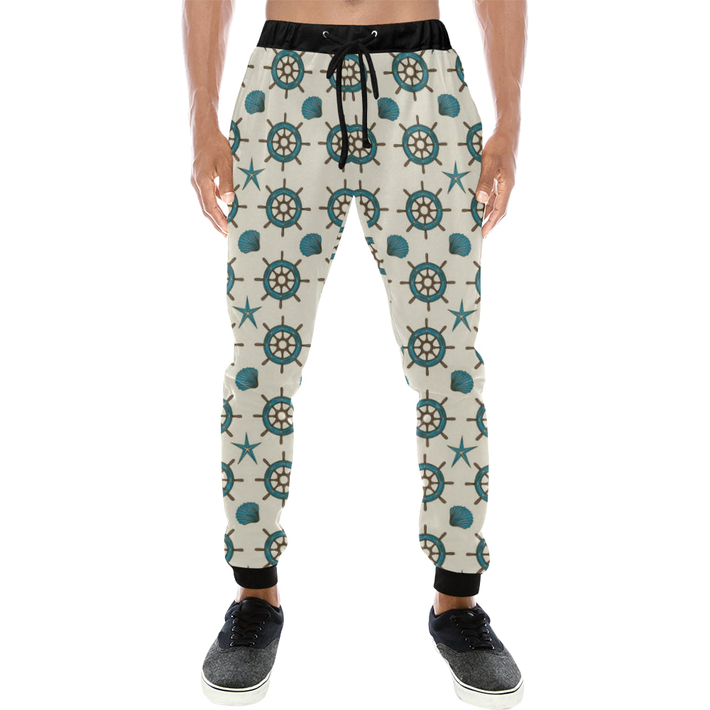 Nautical Steering Wheel Rudder Shell Pattern Unisex Casual Sweatpants