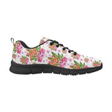 Flamingo Pink Hibiscus Pattern Men's Sneakers Black