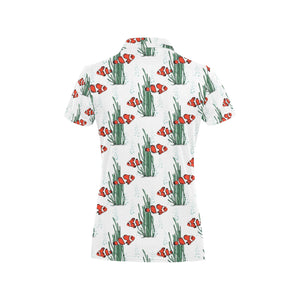 Clown Fish Pattern Print Design 03 Women's All Over Print Polo Shirt