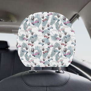 French Bulldog Skating Pattern Car Headrest Cover