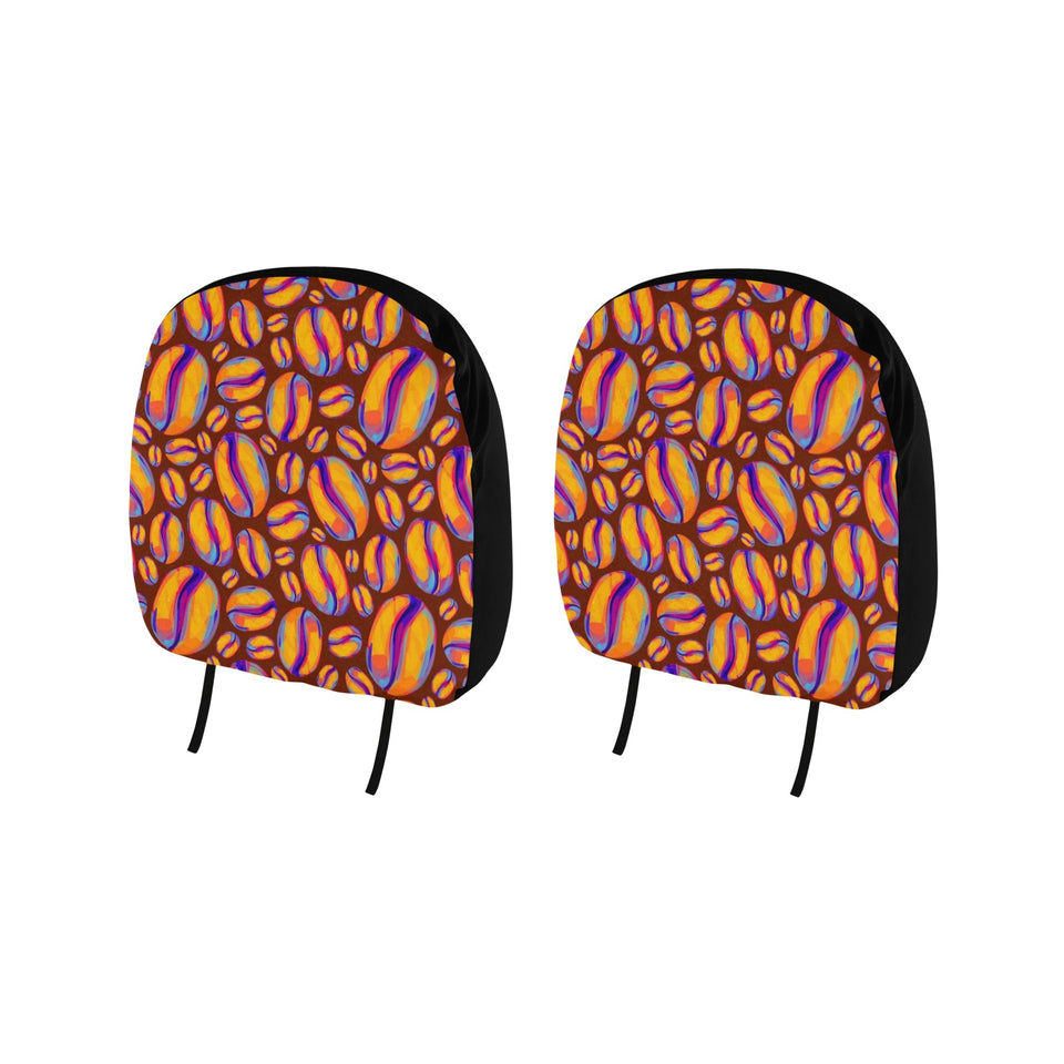 Coffee Bean Pattern Background Car Headrest Cover