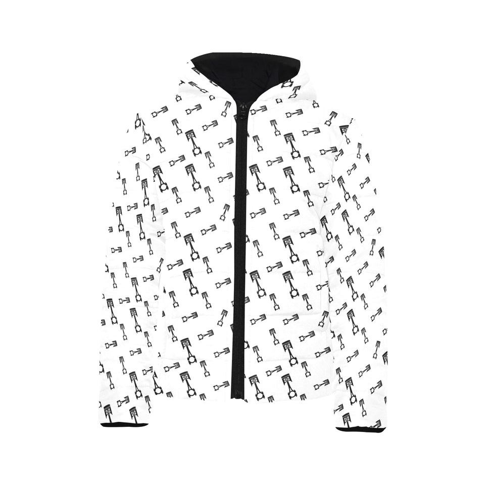 Engine Piston Random Pattern Print Design 04 Kids' Boys' Girls' Padded Hooded Jacket