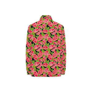 Grapefruit Leaves Pattern Women's Long Sleeve Polo Shirt