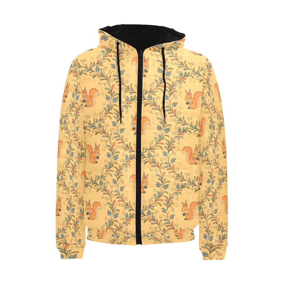 Squirrel Pattern Print Design 01 Men's Padded Hooded Jacket(ModelH42)