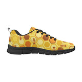 Bee and Honeycomb Pattern Men's Sneakers Black