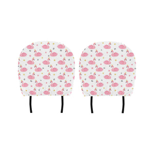 Pink Swan Pattern Car Headrest Cover