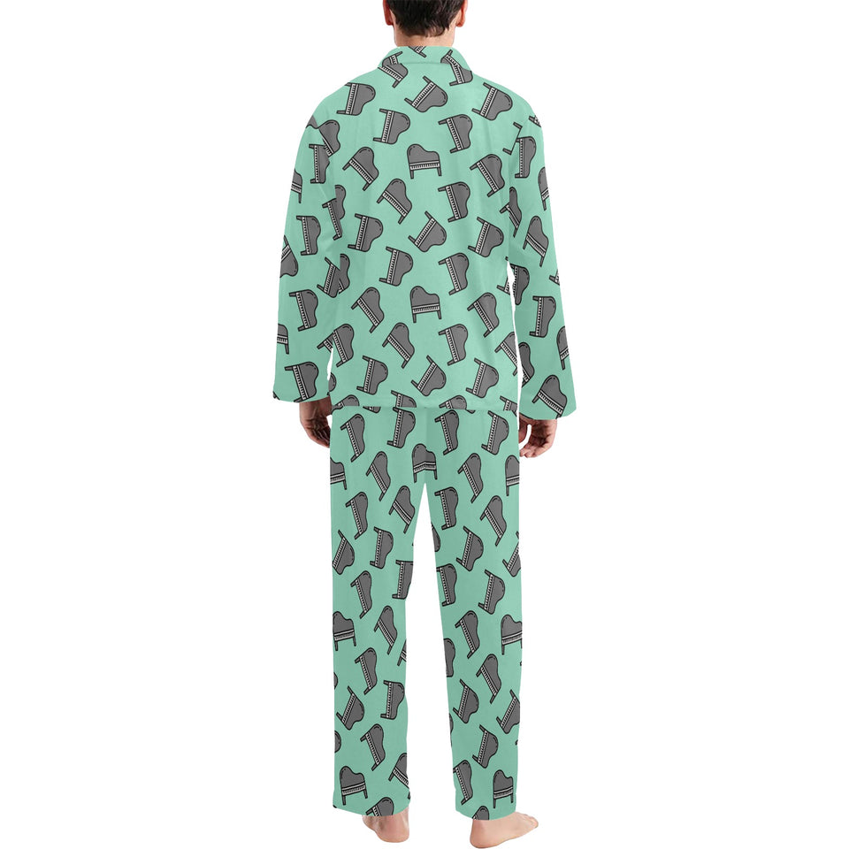 Piano Pattern Print Design 04 Men's Long Pajama Set