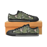 Green Dragon Rose Flower Pattern Kids' Boys' Girls' Low Top Canvas Shoes Black