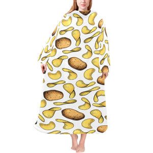 Potato Chips Pattern Print Design 01 Blanket Robe with Sleeves