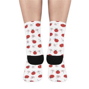 Ladybug Pattern Print Design 04 Crew Socks