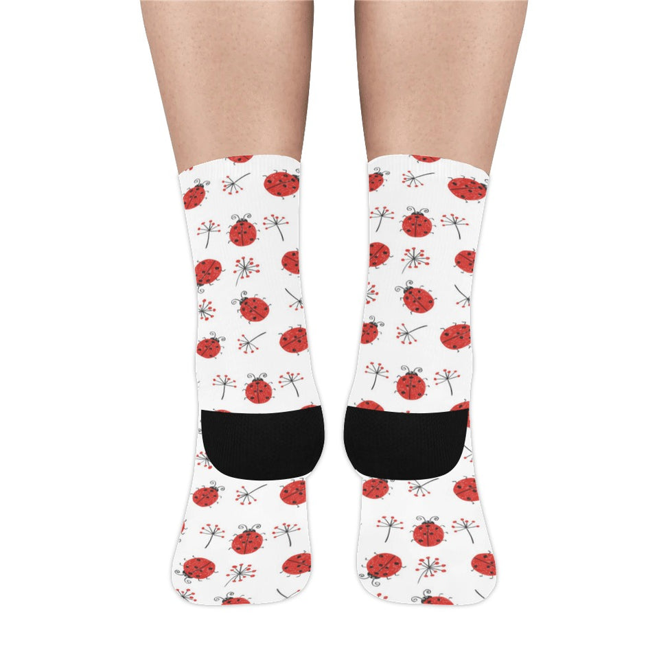 Ladybug Pattern Print Design 04 Crew Socks