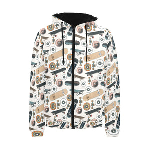 Skate Board Pattern Print Design 01 Men's Padded Hooded Jacket(ModelH42)